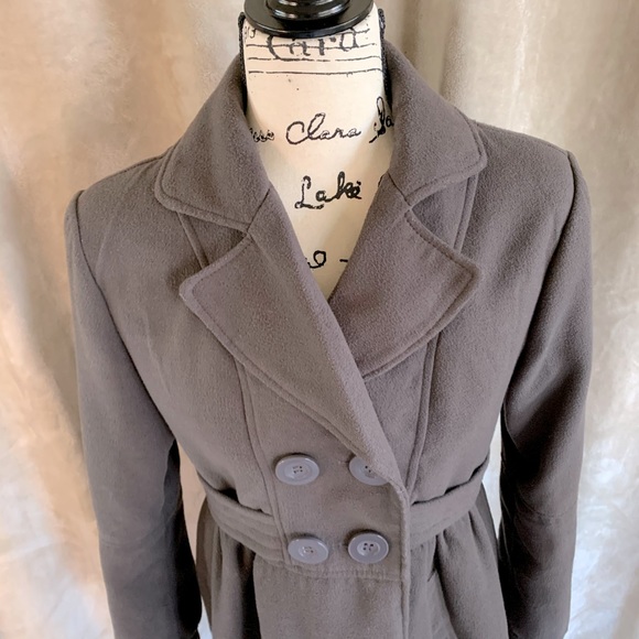 Pea Coat Wool Blend Double Breasted Long CI SONO L - Picture 2 of 16